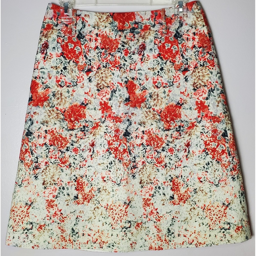 Markus Lupfer Floral Knee Length Skirt 4‎ Quiet Luxury Romantic Abstract